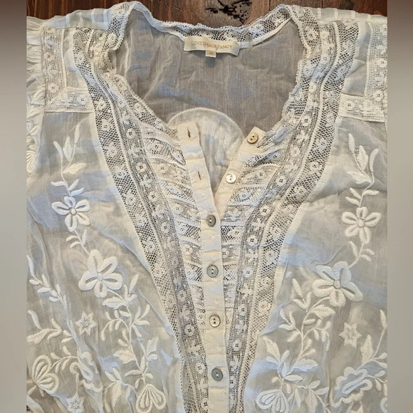 LOVESHACKFANCY Quincy Mini Dress Embroidered Ruffle Dress Size Medium EUC - Picture 11 of 12